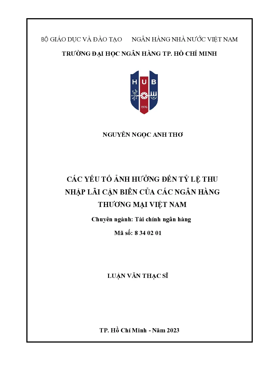 [LV thạc sĩ] Các yếu tố ảnh hưởng đến tỷ lệ thu nhập lãi cận biên của Vietcombank - TG.Nguyễn Ngọc Anh Thơ