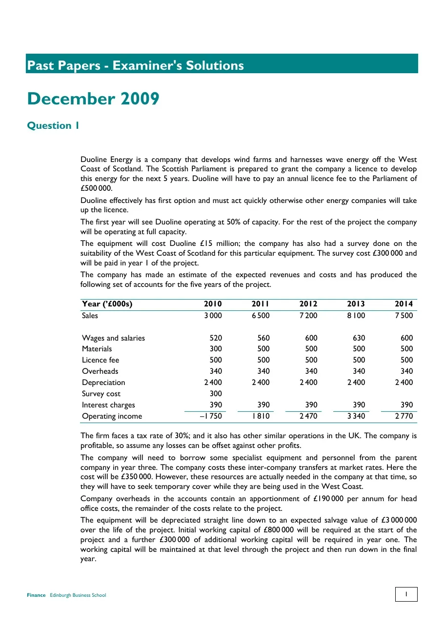 Past Papers - Examiner's Solutions (Đề thi môn Finance)