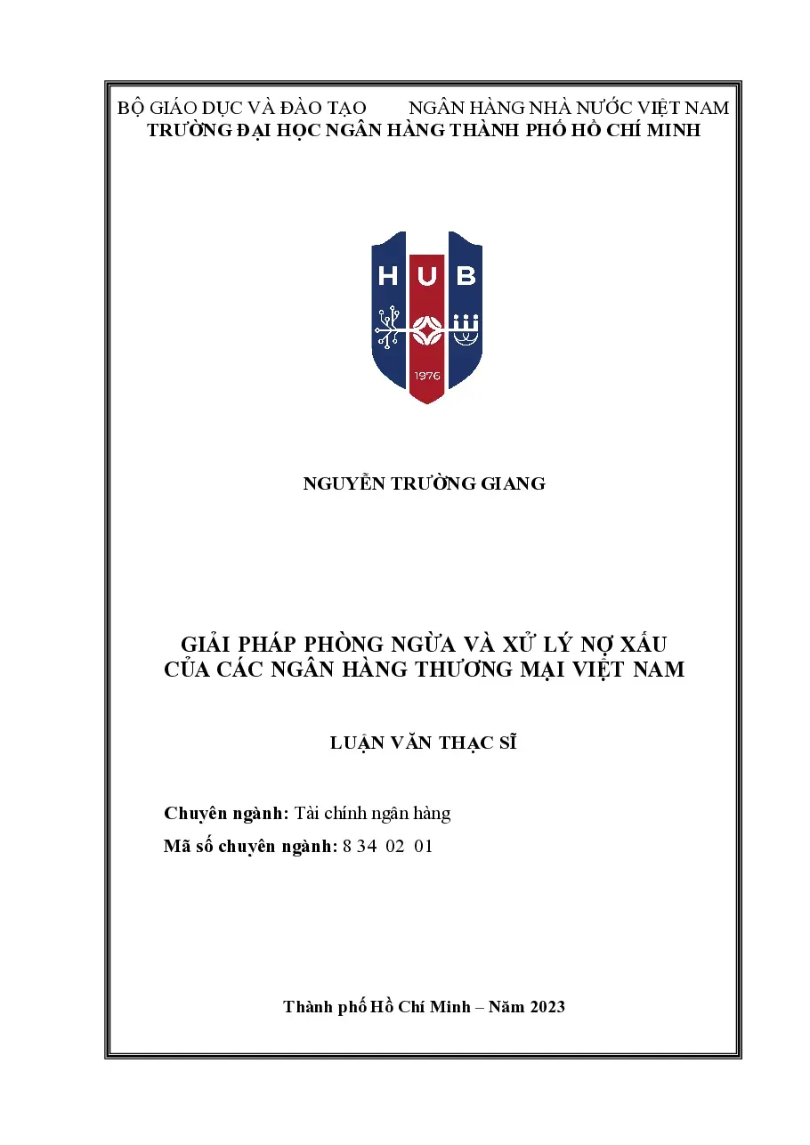 [LV thạc sĩ] Giải pháp phòng ngừa và xử lý nợ xấu của Vietcombank - TG.Nguyễn Trường Giang