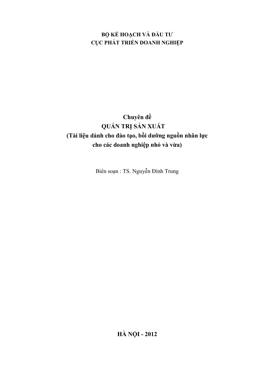 [Chuyên đề] Quản trị sản xuất - TG.Nguyễn Đình Trung