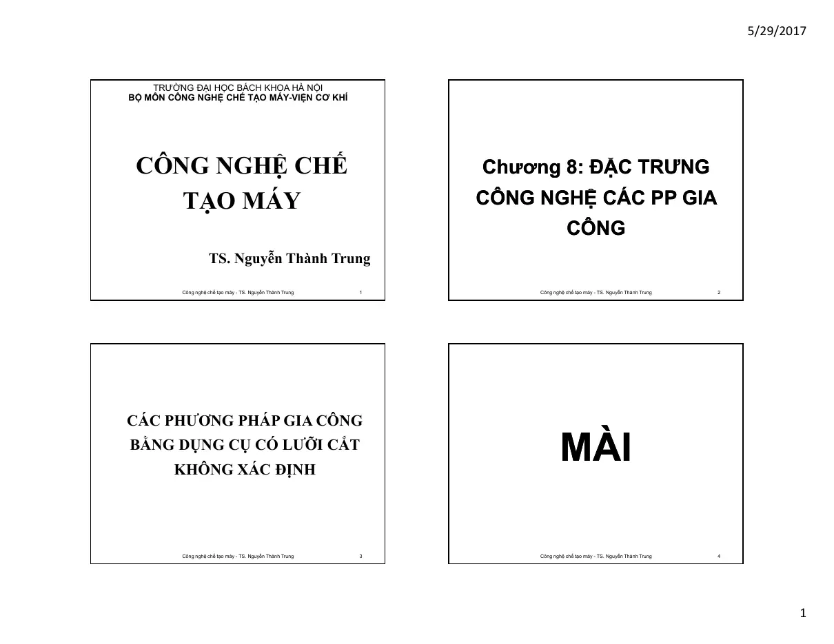 Mài (Phương pháp mài trong gia công cơ khí) - TS. Nguyễn Thành Trung