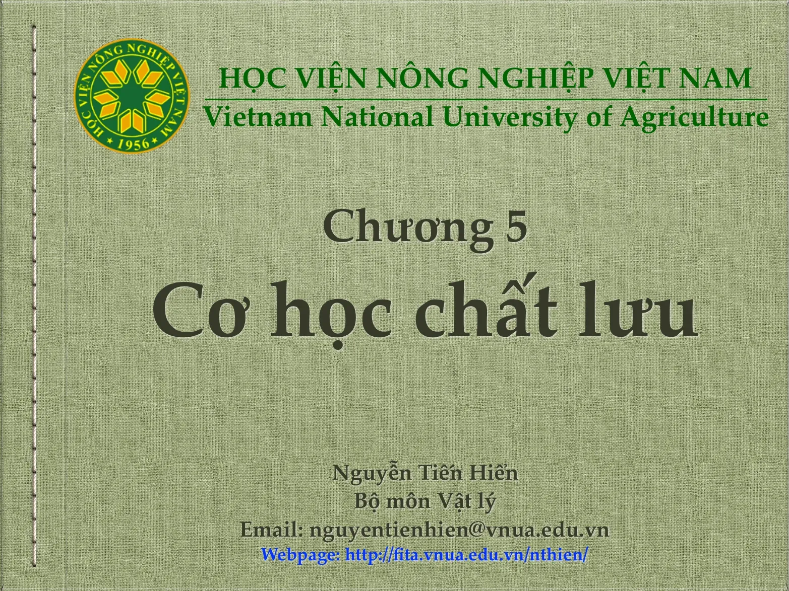 Cơ học chất lưu (Chương 5) - Nguyễn Tiến Hiển
