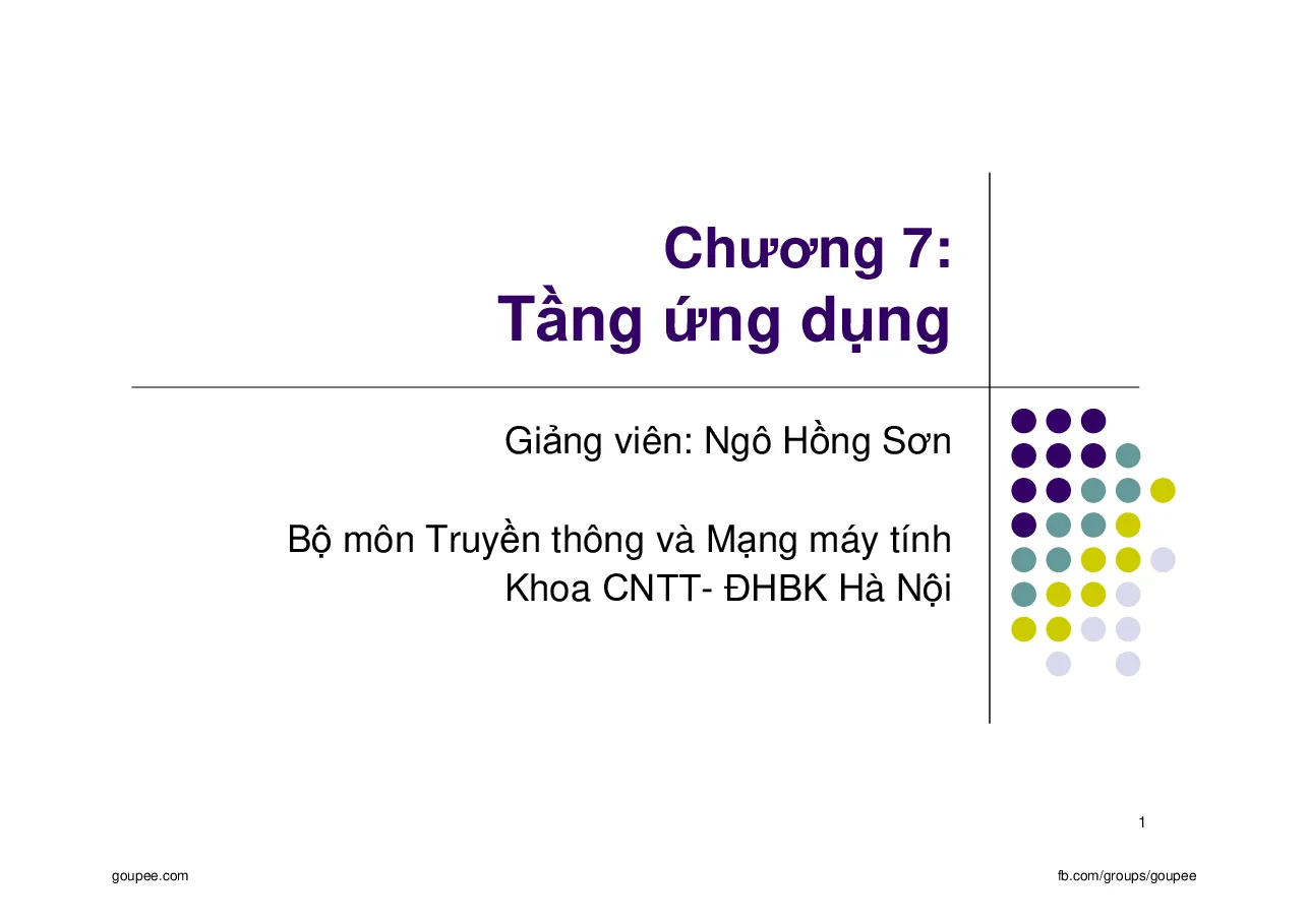 Nhập môn mạng máy tính - C7.0.Tầng ứng dụng (HUST) GV. Ngô Hồng Sơn