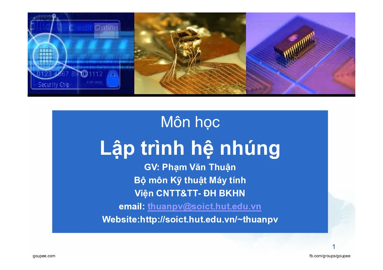 Slide lập trình hệ thống nhúng hust gv phạm văn thuận