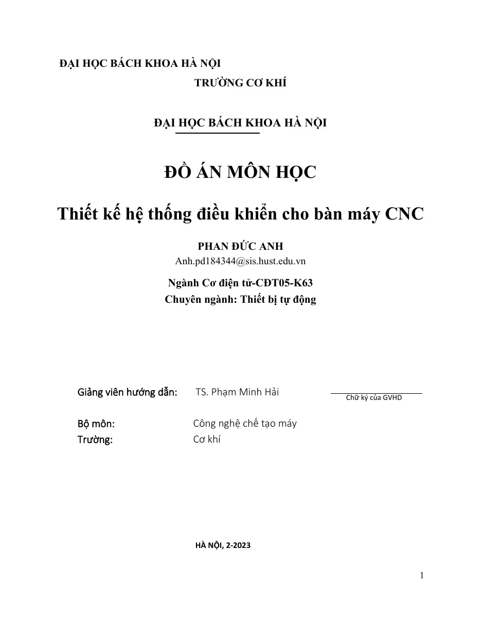 [Đồ án] Thiết kế hệ thống điều khiển cho bàn máy CNC - TG.PHAN ĐỨC ANH