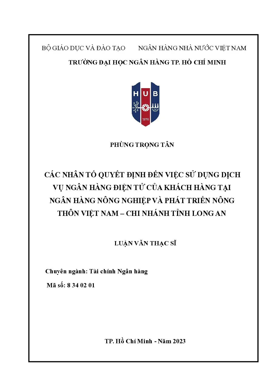 [LV thạc sĩ] Các nhân tố quyết định đến việc sử dụng dịch vụ ngân hàng điện tử - TG.Phùng Trọng Tân
