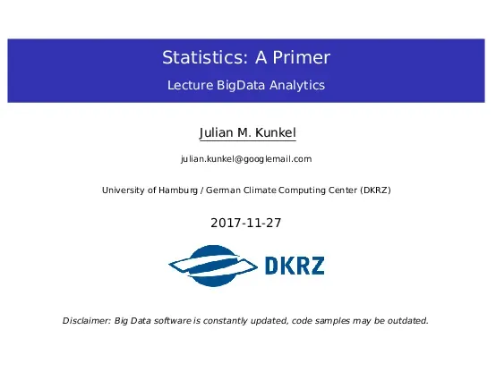 Thống kê cho môn Big Data Analytics - Julian M. Kunkel