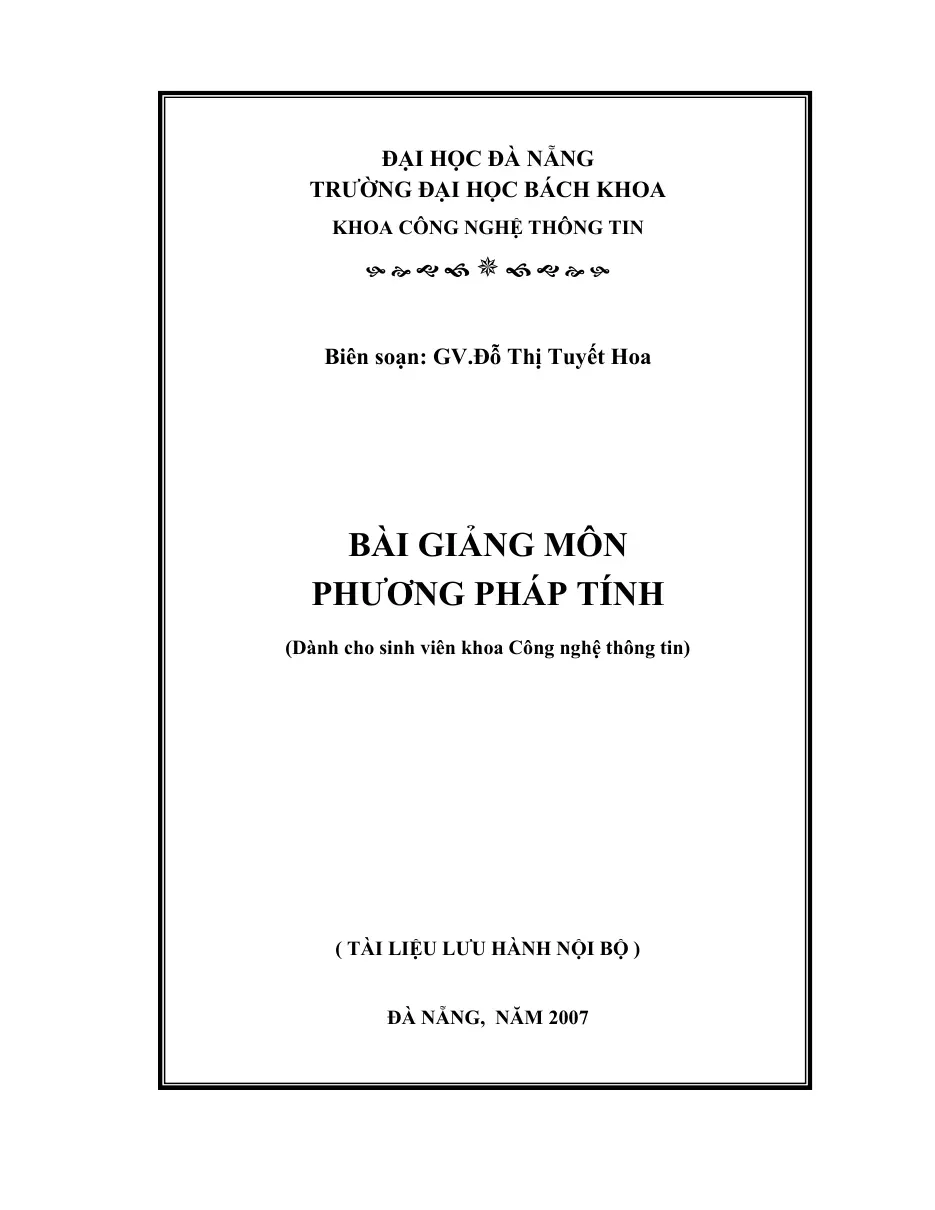 Phương pháp tính - Đỗ Thị Tuyết Hoa
