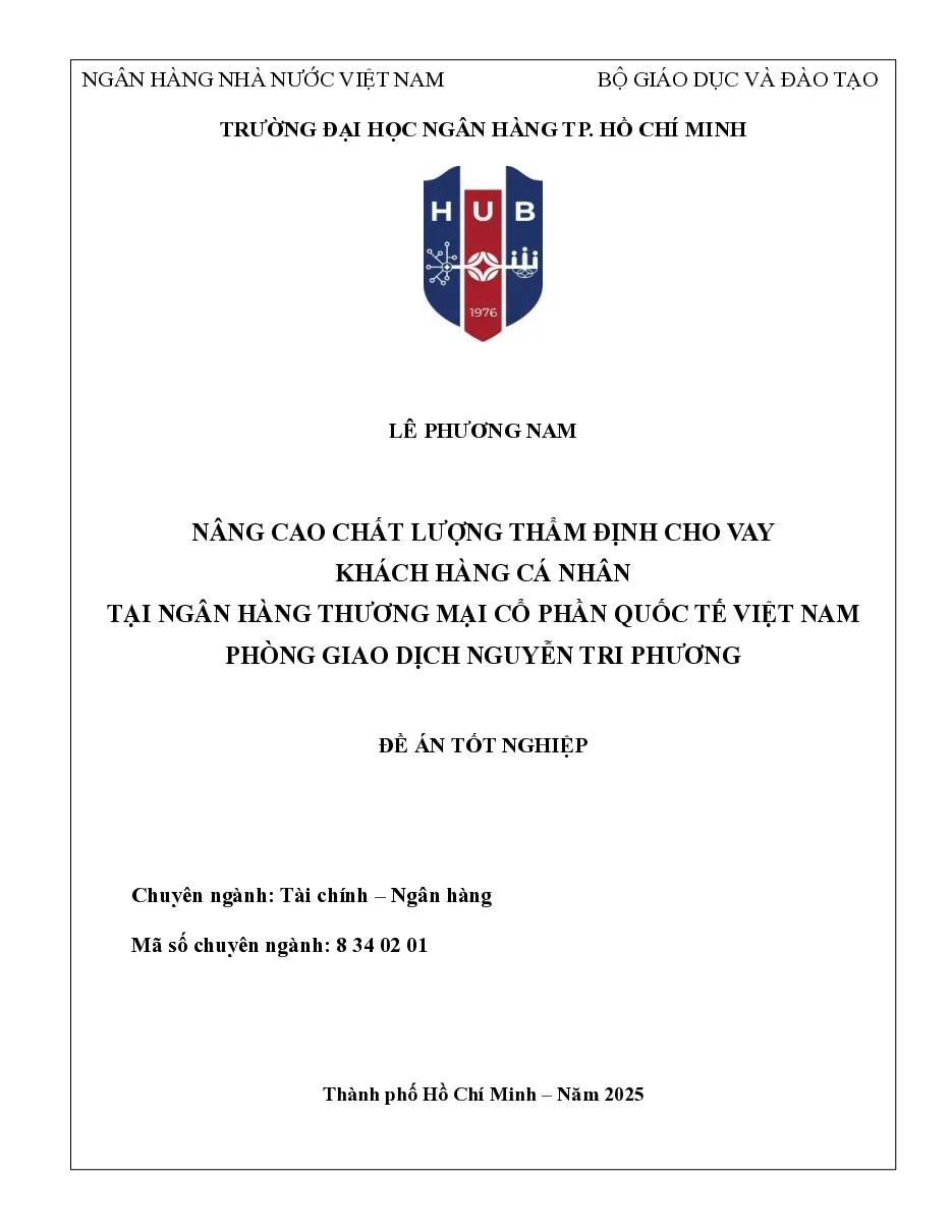 [Đề án] Nâng cao chất lượng thẩm định cho vay KHCN tại ngân hàng TMCP Quốc Tế Việt Nam